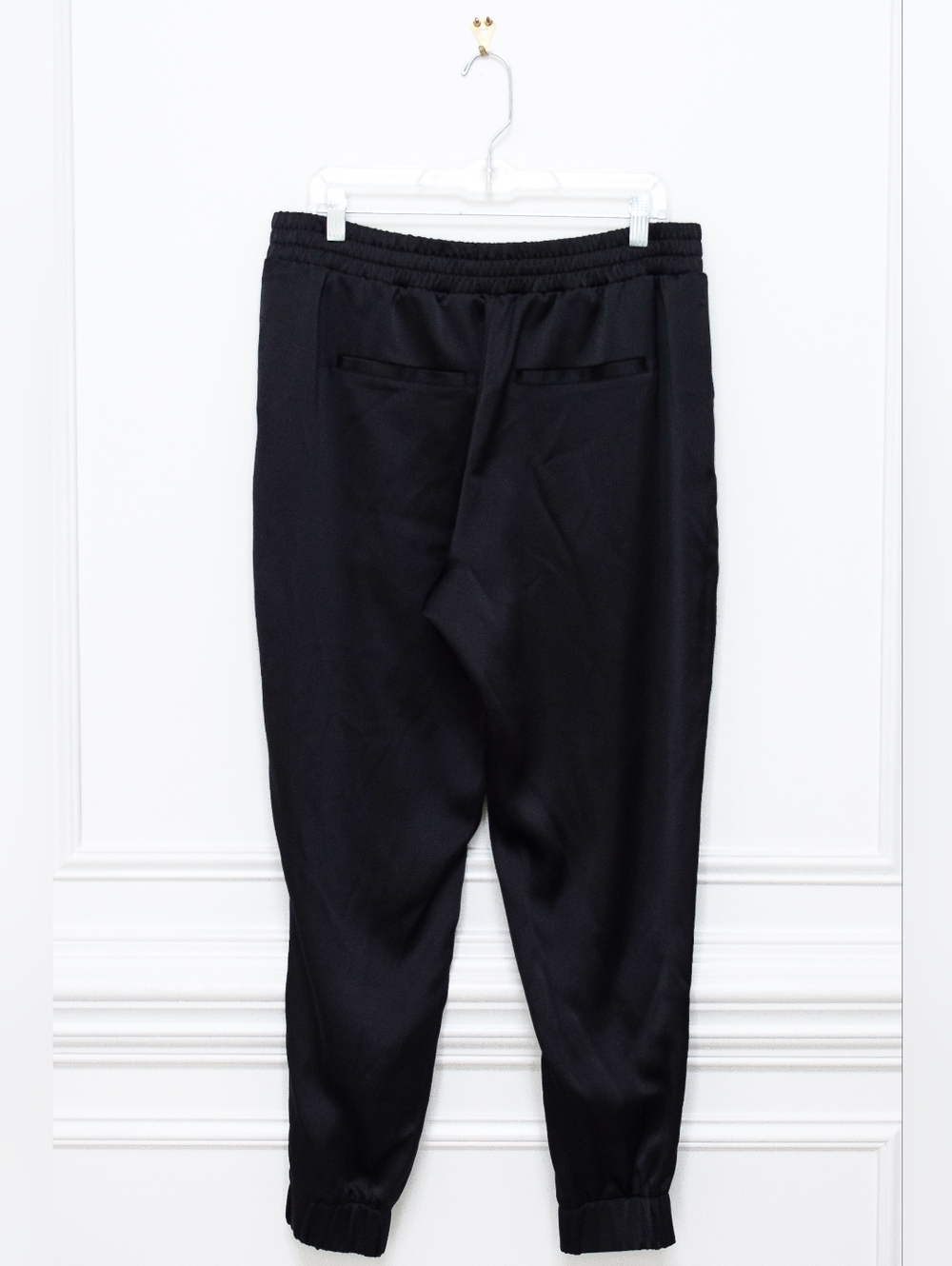 Spanx The Perfect Pant Satin Joggers Tapered High Rise Black Size XL Work Lounge - Picture 5 of 9